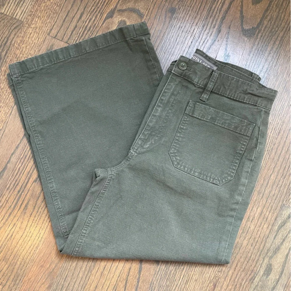 Point Sur by J.Crew Green Washed Wide Leg High-Rise Crop Pants - Picture 1 of 8